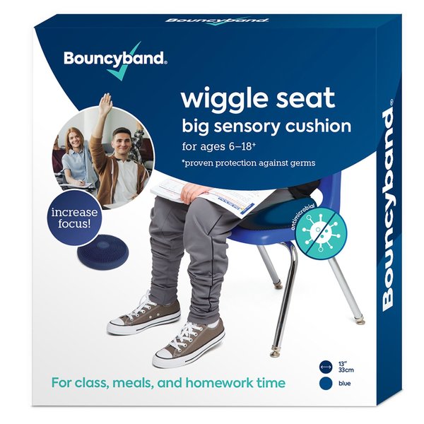 Bouncybands Antimicrobial Big Wiggle Seat Sensory Cushion, Blue 13in./33cm MB33BUWS